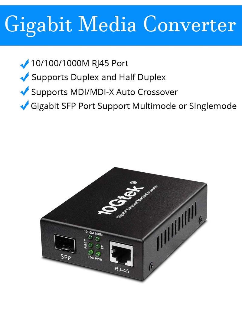 HYFIBER Fiber to Ethernet Media Converter, Gigabit SFP to RJ45 Fiber Converter,Support Multimode and Single Mode SFP Modules, 10/100/1000M RJ45, Auto-Negotiation - Image 2